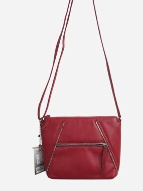 Women's Red/Rainbow Genuine Leather Crossbody Bag with RFID Blocking Medium Size